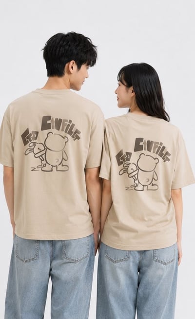 Evfile 塗鴉兔兔TEE 韓系情侶寬版上衣🐰2