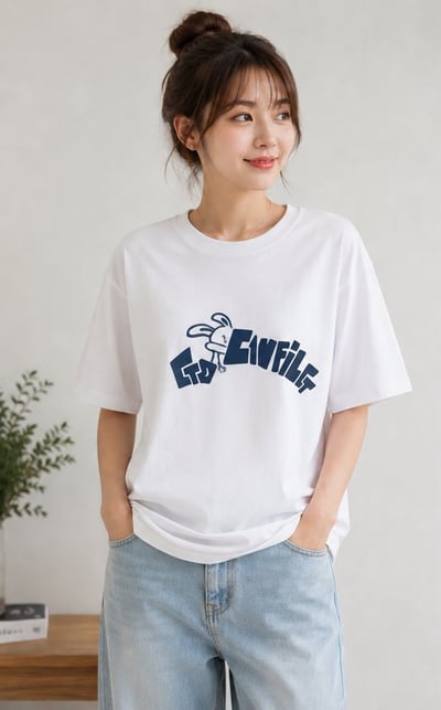Evfile 塗鴉兔兔TEE 韓系情侶寬版上衣🐰3
