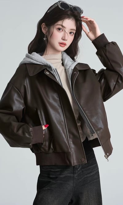 美式 · 街頭風夾兩件連帽皮外套4