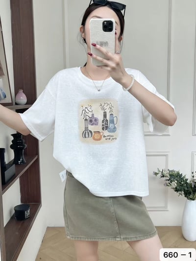 韓系短版冰爽雪花棉上衣 花瓶款3