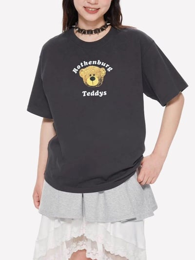 現貨 韓系夏季涼感簡約棉T 熊熊款 男女裝 情侶裝4
