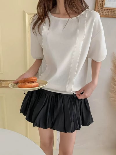 韓系時尚休閒款荷葉邊上衣1