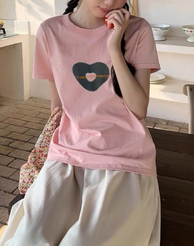 現貨 韓系夏季涼感簡約棉T 愛心款 男女裝 情侶裝5