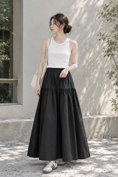 Lichieh Tiered Skirt｜日系 · 森系層次八分裙3