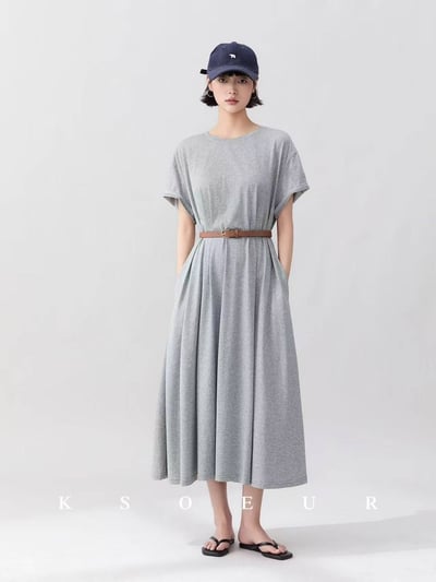 日韓簡約風雙紗棉長洋裝1