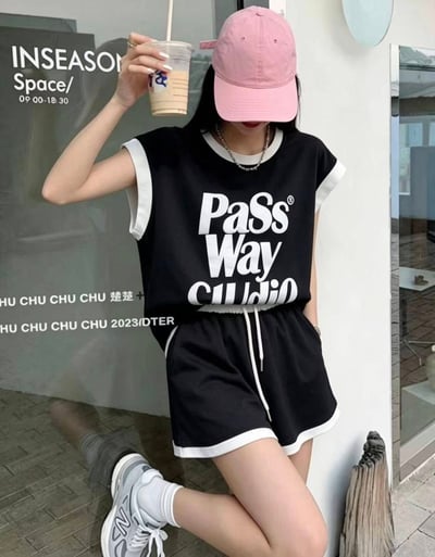 美式撞色空氣棉套裝4