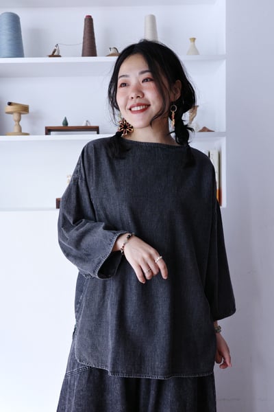 𓏭洗色丹寧七分袖簡約上衣9