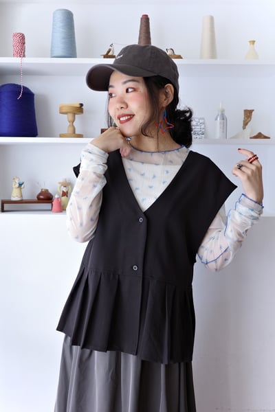 𓏭車線蝴蝶結透紗上衣6