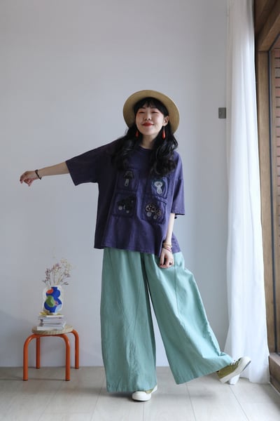 𓏭小蘑菇刺繡洗舊Ｔ3