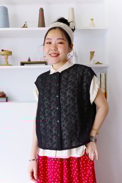 𓏭樹葉織紋下擺壓折針織背心15