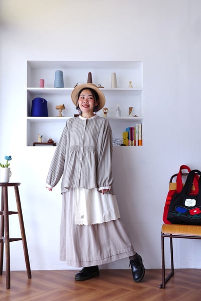 𓏭波浪花邊刺繡小布巾拼接半身裙3