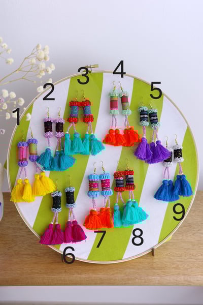 刺繡串珠流蘇耳環2