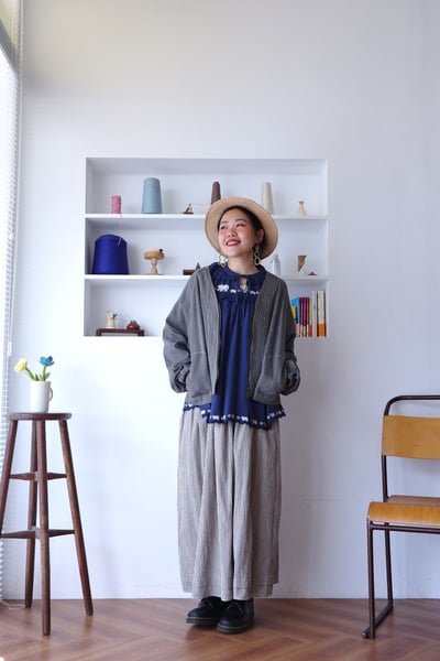 𓏭Ｖ領直紋丹寧短版外套4