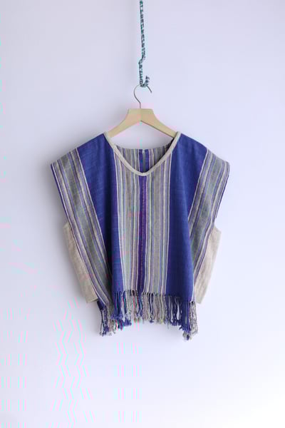 𓏭手織布側拼接Ｖ領流蘇上衣19