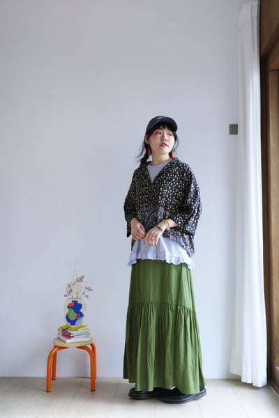 𓏭花柄拼接涼感Ｖ領襯衫罩衫21