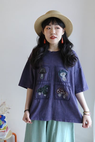 𓏭小蘑菇刺繡洗舊Ｔ7