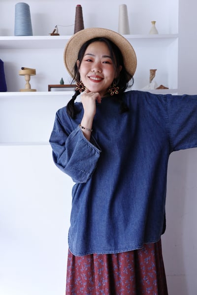 𓏭洗色丹寧七分袖簡約上衣14