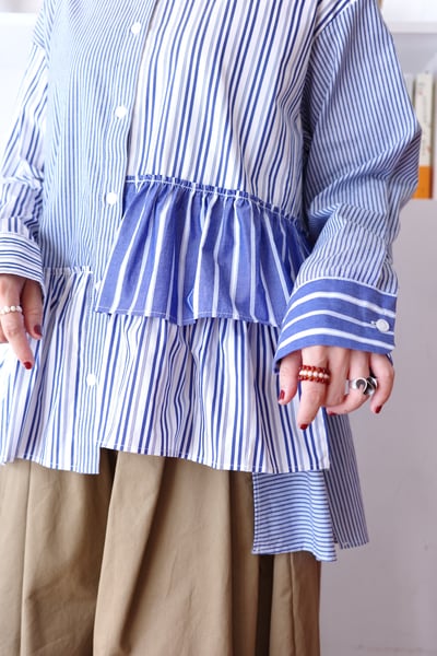 𓏭份量感和葉層次拼接襯衫17