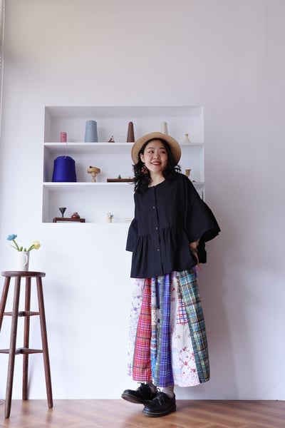 花花格紋拼布半身裙 4