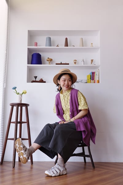 斜扣不對稱下擺抽鬚開襟背心14