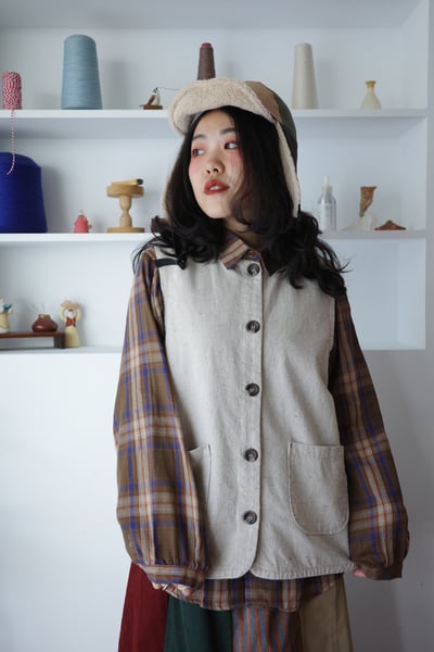 𓏭混色方格二重紗襯衫6