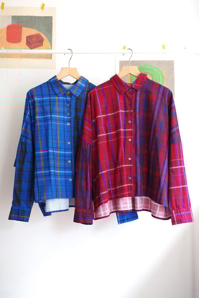 𓏭跳色格紋設計釦襯衫1