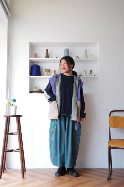 𓏭小樹刺繡大口袋工作繭形褲6