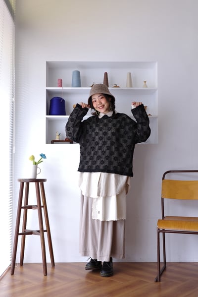 𓏭波浪花邊刺繡小布巾拼接半身裙11