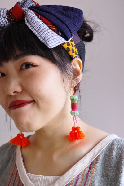 刺繡串珠流蘇耳環5