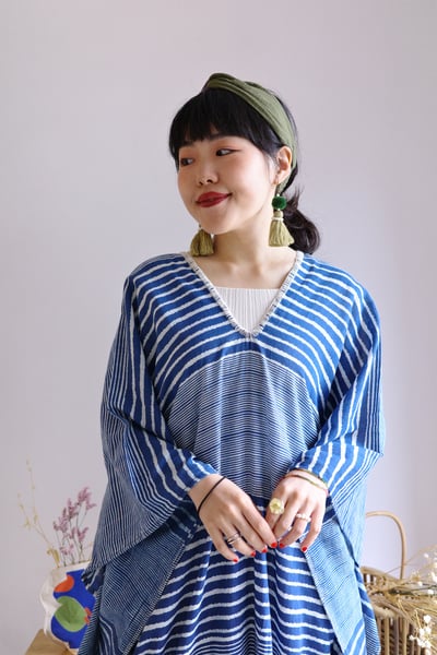 𓏭印度棉木蓋染領口刺繡長洋裝6