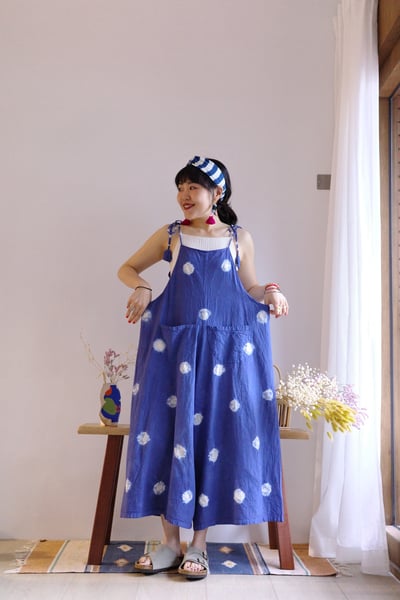 𓏭藍染波點連身褲4