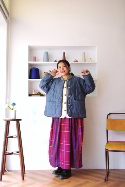 𓏭跳色格紋腰線抓摺洋裝11