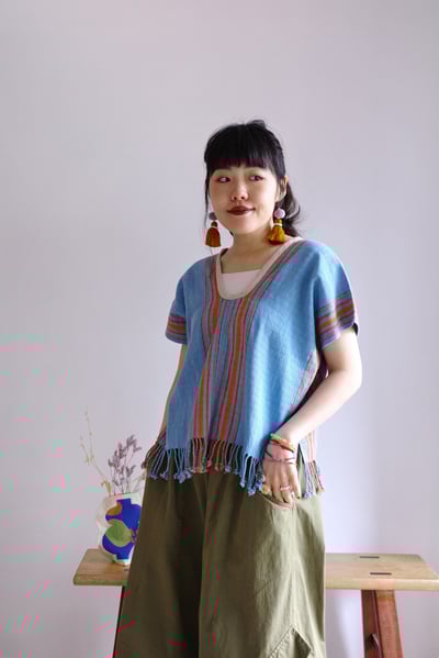 𓏭手織布流蘇Ｕ領四方衣14