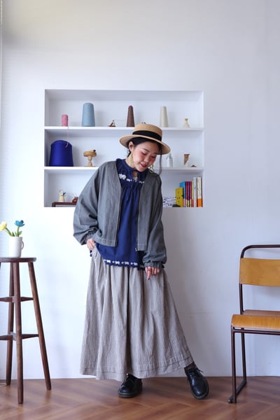 𓏭Ｖ領直紋丹寧短版外套15