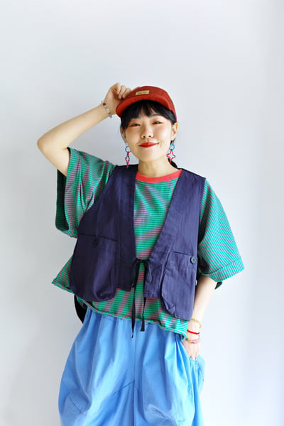 𓏭雙色拼接繫帶工裝背心18
