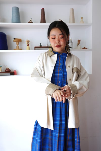 𓏭小鳥老虎刺繡反折拼接襯衫外套8