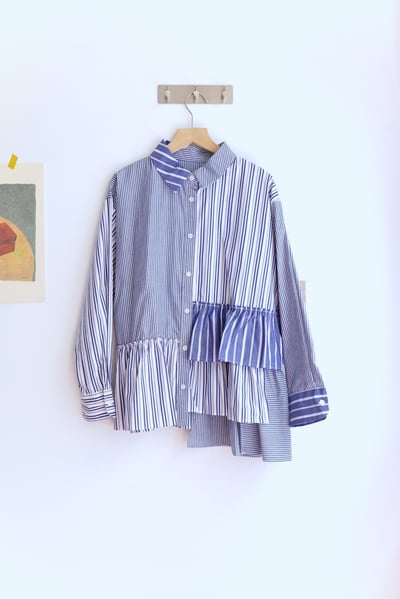 𓏭份量感和葉層次拼接襯衫19