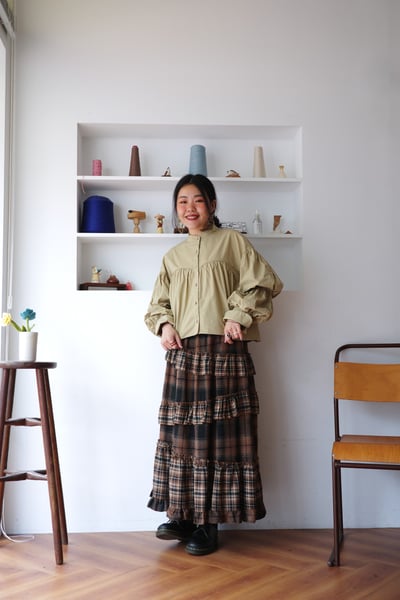 𓏭層次堆疊法蘭絨格紋裙14