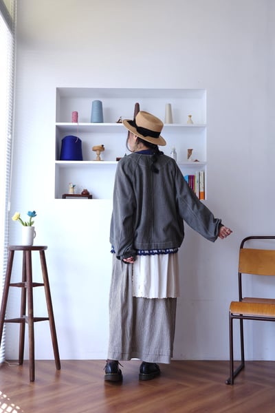 𓏭Ｖ領直紋丹寧短版外套17