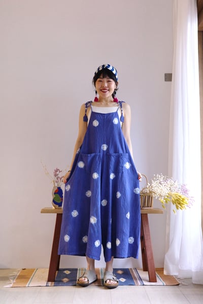𓏭藍染波點連身褲3