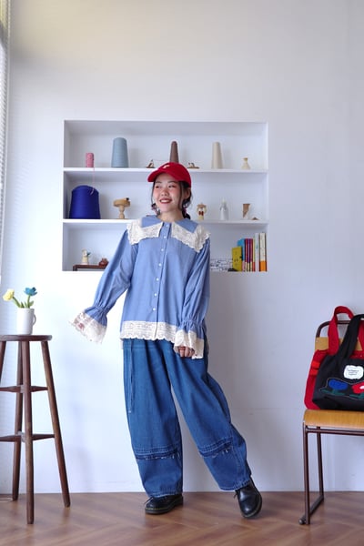 𓏭份量感領片蕾絲拼接襯衫15