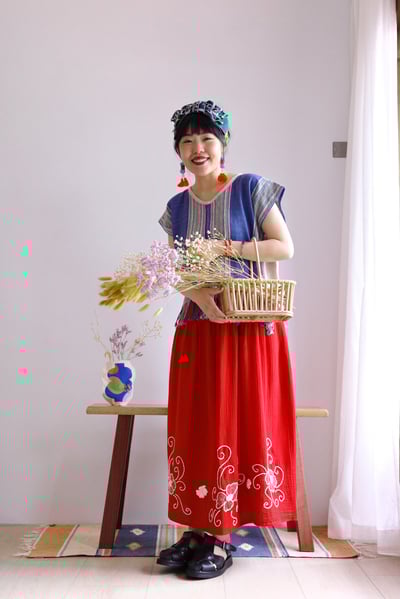 𓏭手織布側拼接Ｖ領流蘇上衣15