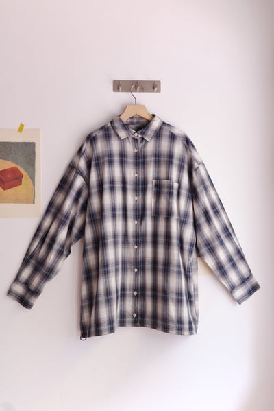 𓏭混織格紋下擺可調鬆身襯衫20