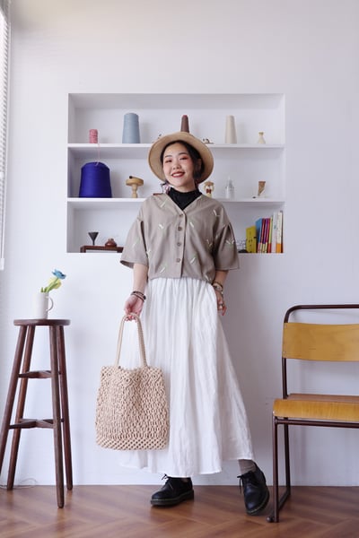 純色簡約泡泡布半身裙3