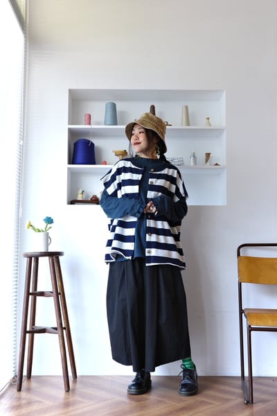 𓏭前後兩穿開襟毛巾布鬆身背心7