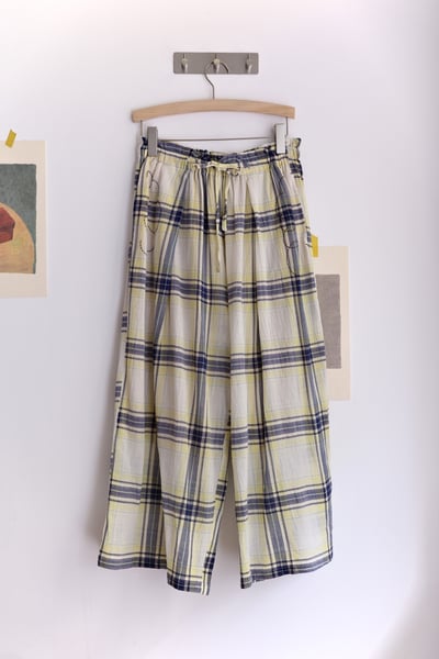 𓏭口袋虛線小麵包刺繡舒服格紋褲20