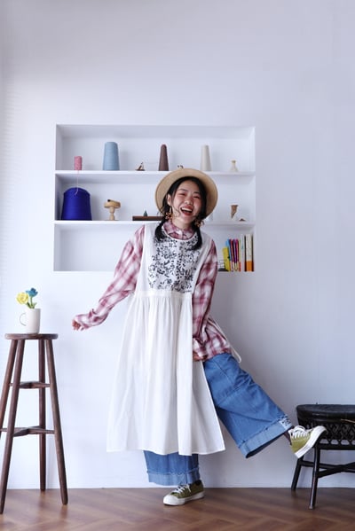 𓏭混織格紋下擺可調鬆身襯衫10