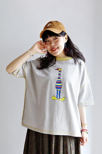𓏭穿條紋的鳥車線T-shirt9