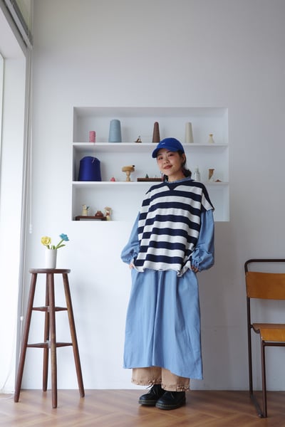 𓏭前後兩穿開襟毛巾布鬆身背心5