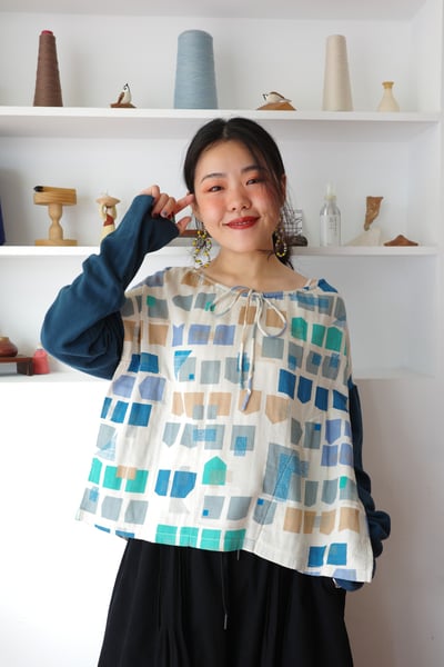 𓏭幾何色塊拼接設計上衣12